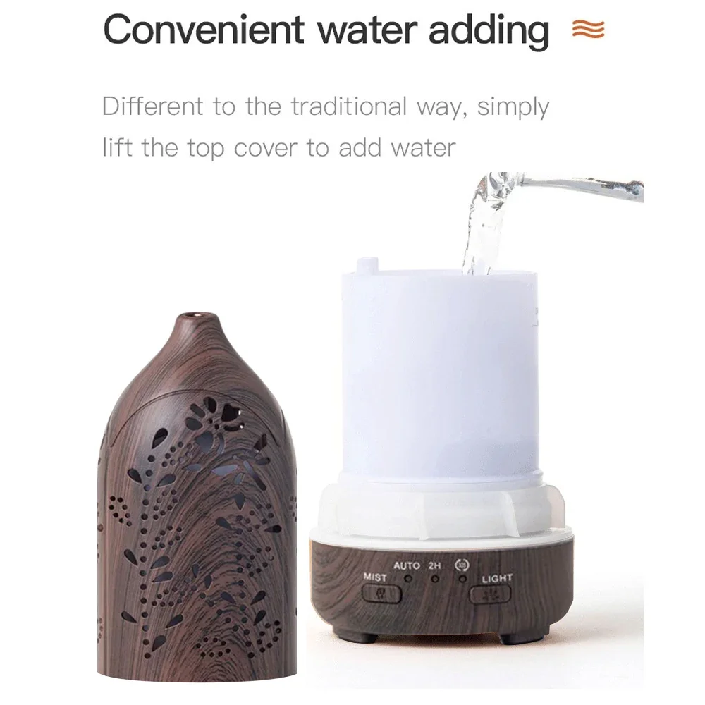 Diffuseur d'huiles essentielles ultrasonique, veilleuse LED 7 couleurs, silencieux, arrêt automatique pour la maison et le Spa