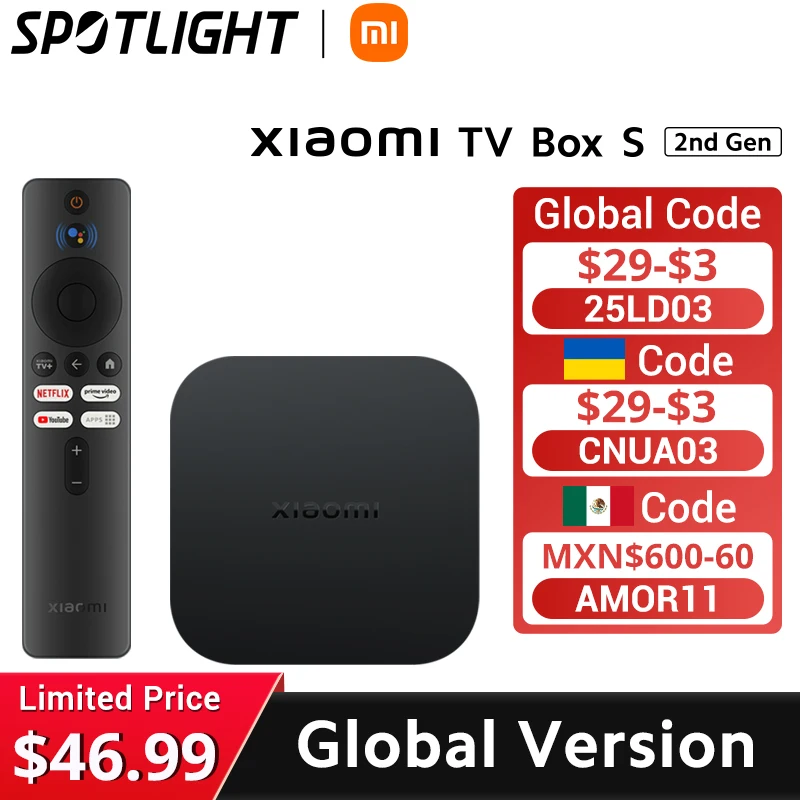 [World Premiere] Global Version Xiaomi Mi TV Box S (2nd Gen) 4K Ultra HD 2GB 8GB Google TV WiFi BT 5.2 Dolby Vision Media Player