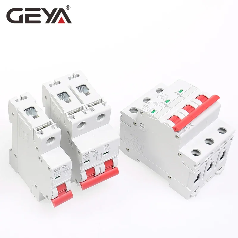 GEYA GYM8 4Pole Din Rail Switch Minature Circuit Breaker 6A-63A Din Rail MCB 400V with ON OFF Indiactor