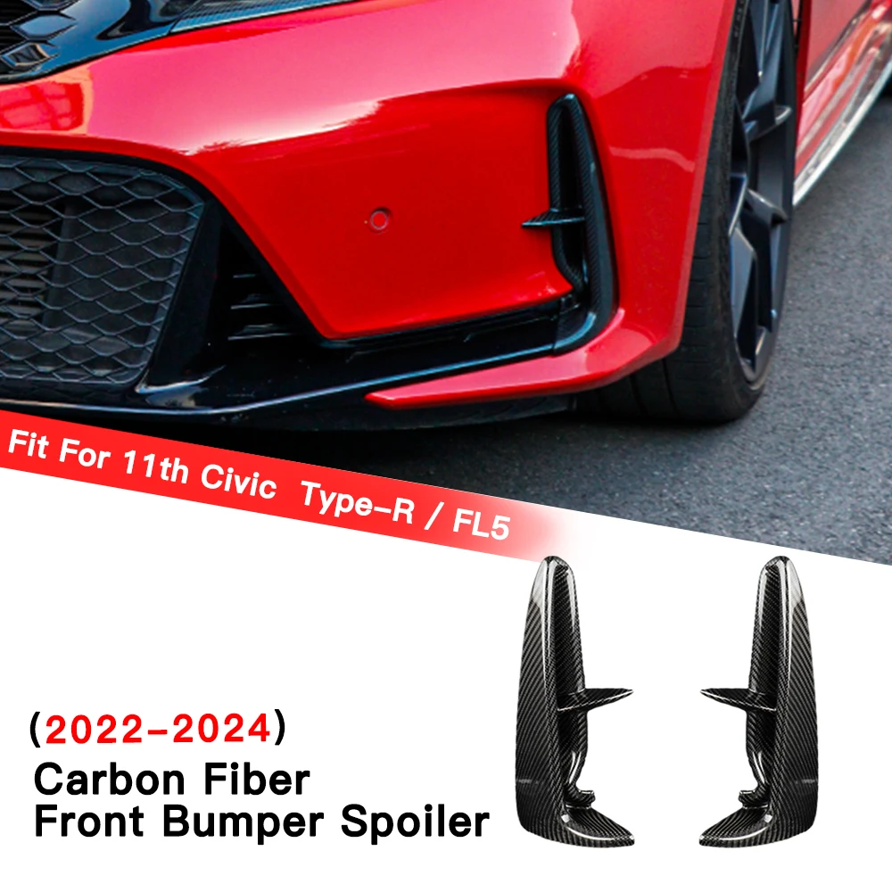 

Car Accessories Front Bumper Lip Spoiler Stickers For 11th Gen Civic Type R Fl5 Typer Carbon Fiber Trim Canards Splitter Panel