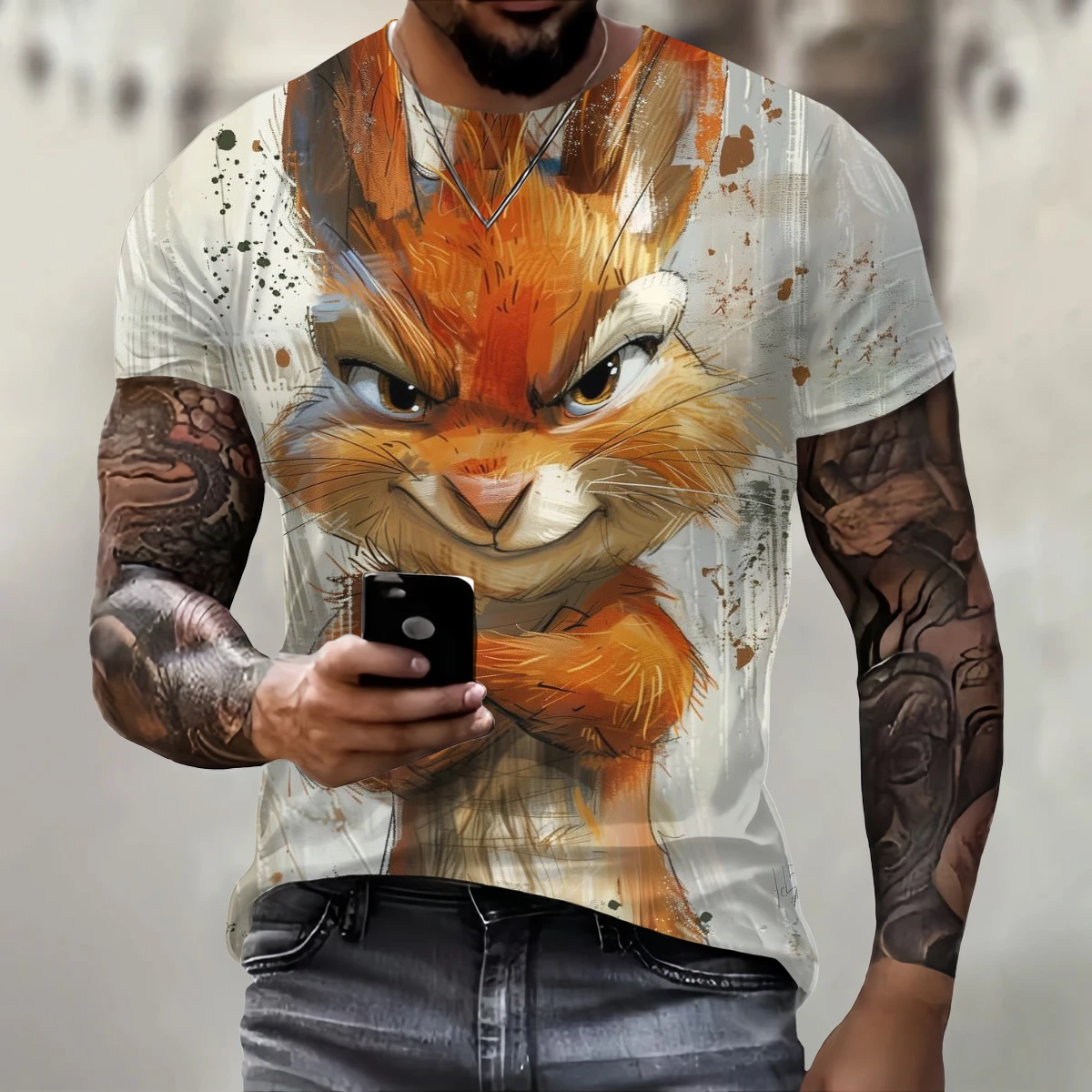 Hot Sale y2k Clothes Men's T-Shirt Print 3d Evil Squirrel Fashion Men Animal Pattern T Shirt Oversized Streetwear O-Neck Fashion