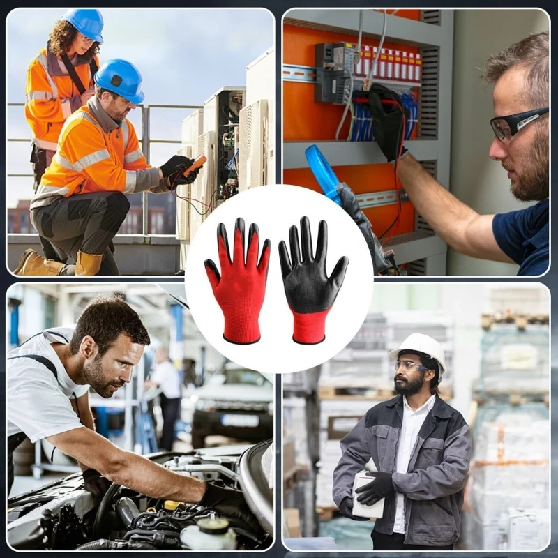 Guantes de trabajo de nailon de seguridad, guantes de trabajo con revestimiento de nitrilo de primera calidad, excelente agarre para jardinería, guantes de trabajo de protección industrial, 20 piezas