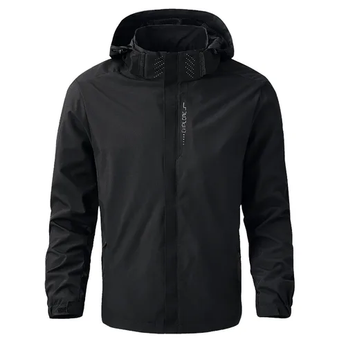 Imagen 2 del producto Chaqueta impermeable para hombre, impermeable exterior ligero con capucha para exteriores, chaqueta a prueba de viento para senderismo, chaquetas para escalar al aire libre
