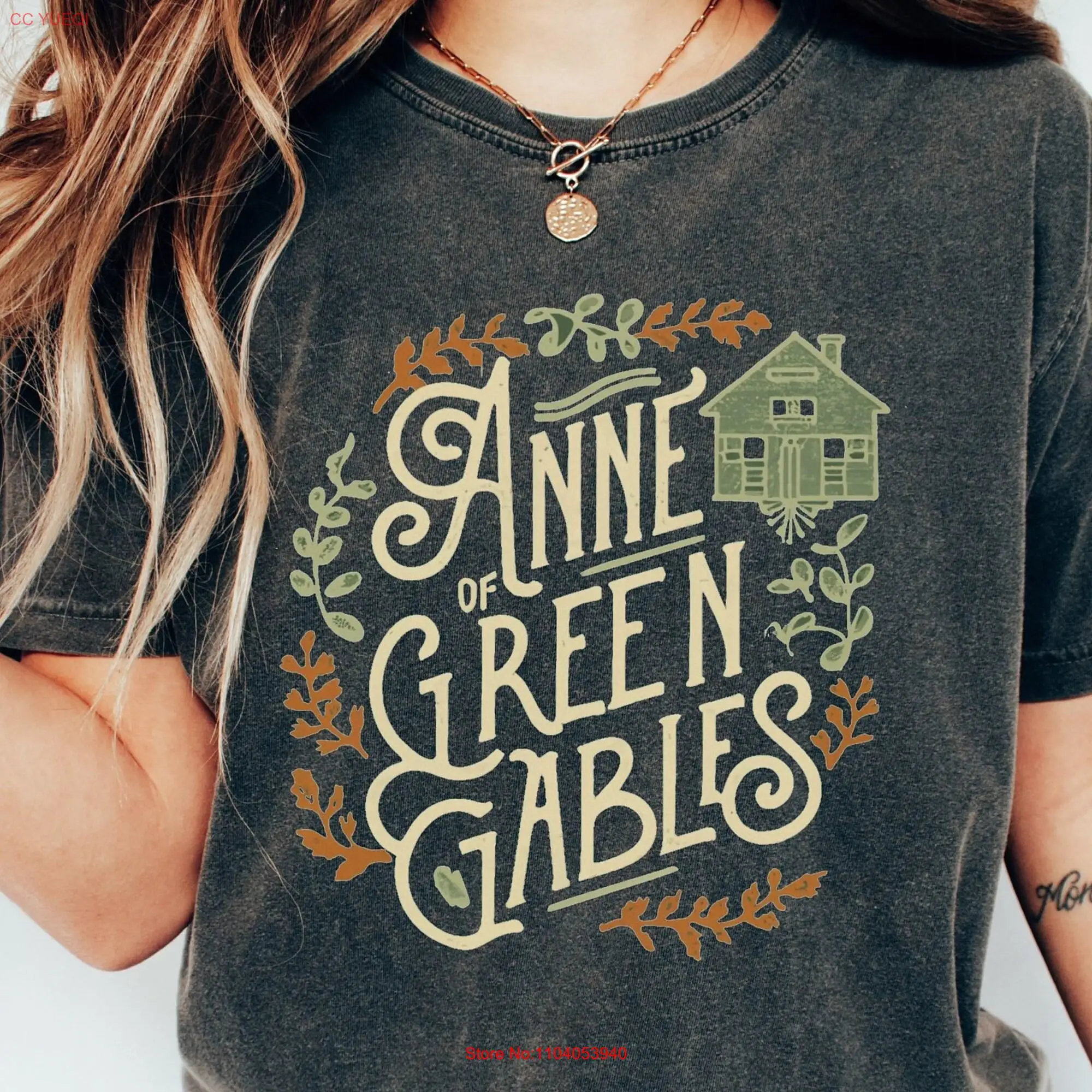 Anne with an E T Shirt of Green Gables Avonlea Light Academia Bookish Book Lover s Dark Books long or short sleeves