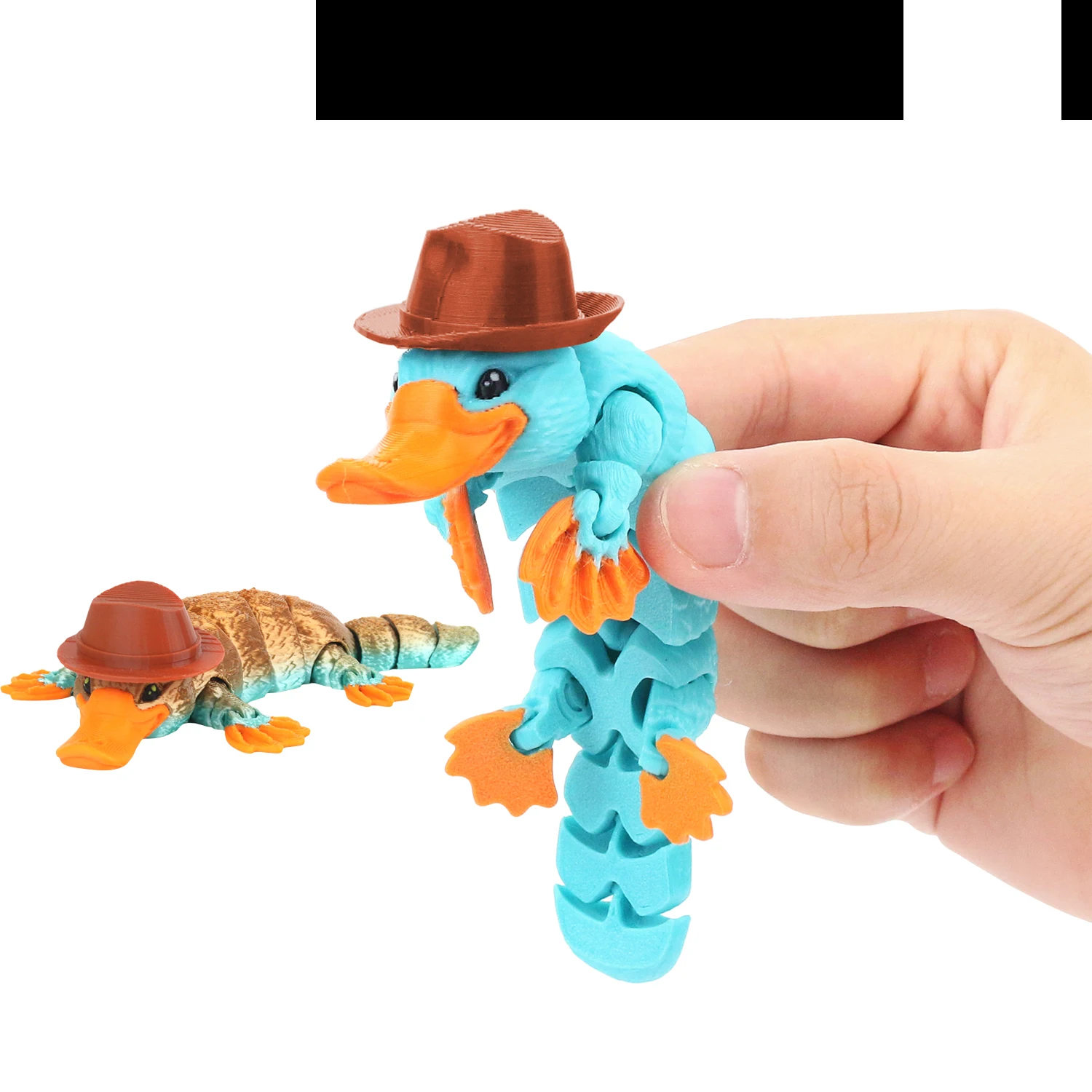 3D printed articulated platypus irritability toy with hat joint movable office pressure relief desktop decoration