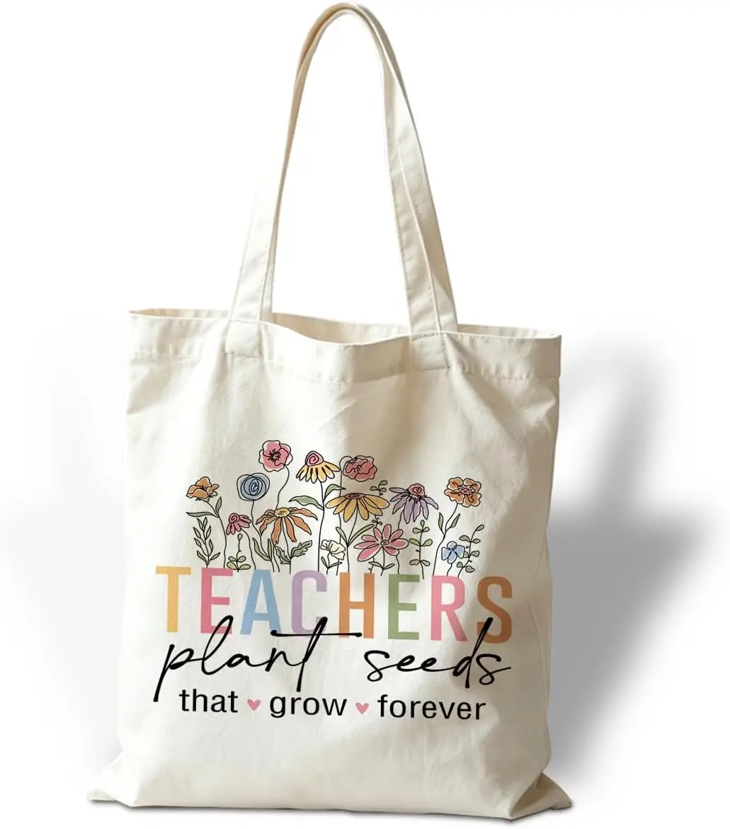 Minimalist Teacher Quote Canvas Tote Bag 
