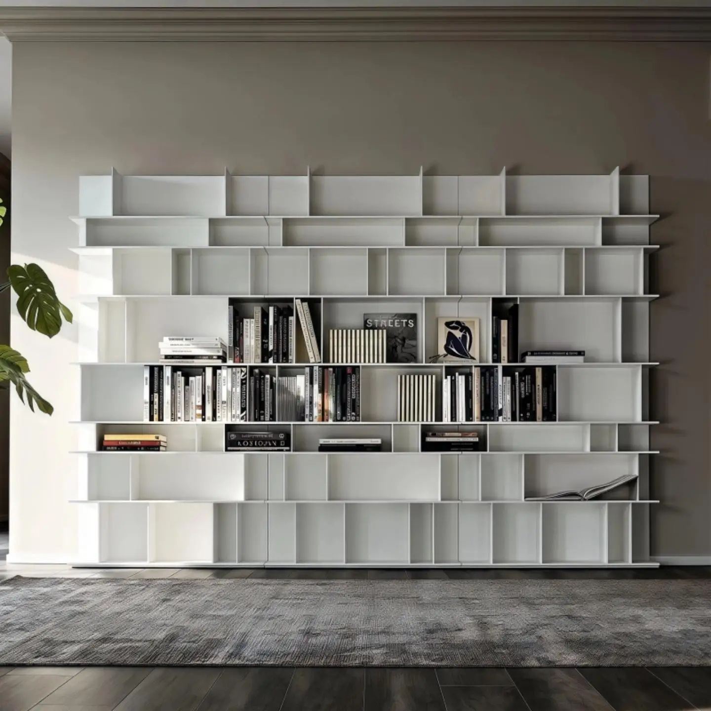 Italian minimalist paint bookshelf bookcase floor rack living room wall storage rack household storage rack display cabinet