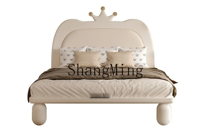 ZYY high fashion solid wood bed cute cartoon home bed bedroom furniture set induction light with suspension children's bed