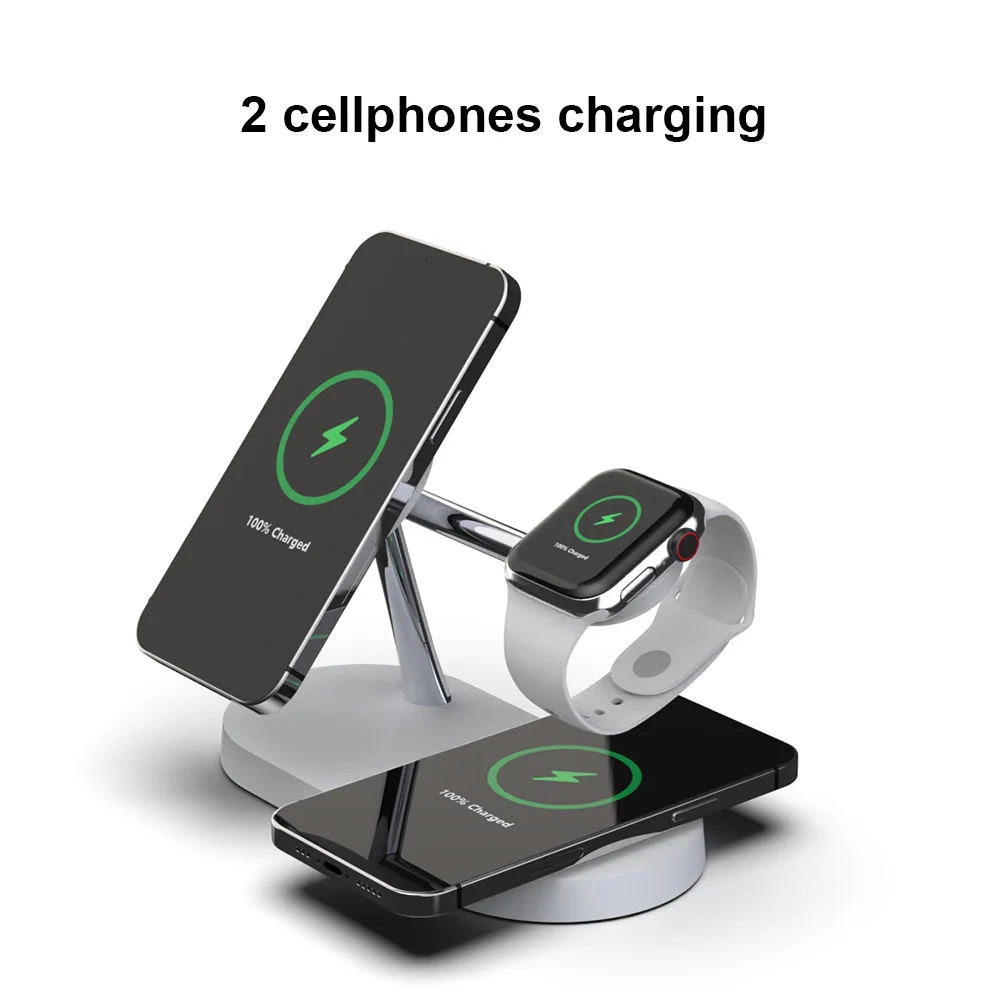 Magnetic wireless charger stand, suitable for iPhone 15 14 1312 11 Pro Max Apple Watch 8 7 6 Airprods three in one Macsafe fast