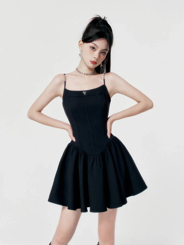 

Ruibbit Summer Vintage Style Gothic Girls Sexy Slim A-line Sling Dress Balck Solid Women Sleeveless party Mini Short Dresses