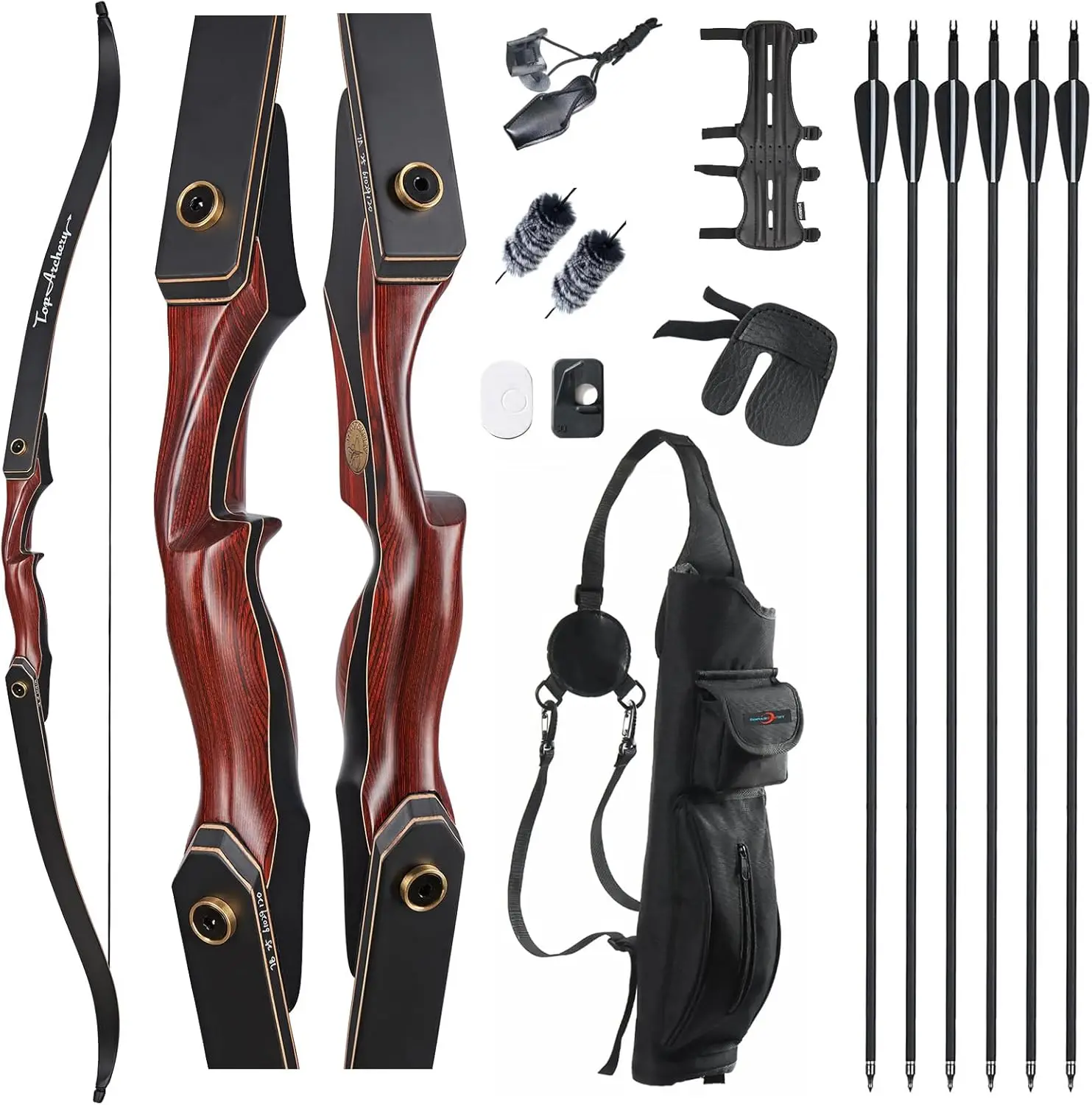 

60" Takedown Recurve Bow and Arrow Set for Adults, 30-50lbs, Right Hand, Black