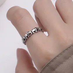 VENTFILLE Silver Color Elephant Ring for Women Girl Gift Thai Style Mascot 925 Stamped Jewelry Dropshipping