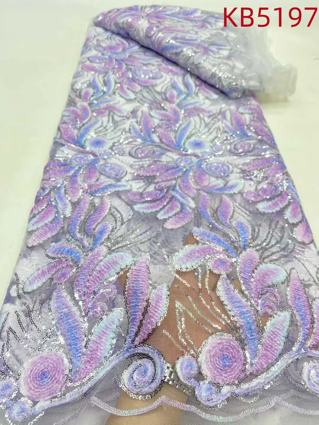 Ultime paillettes africane tessuto di pizzo di velluto perline nigeriane di alta qualità pizzo di velluto netto francese con sequenza per cucire KB5197