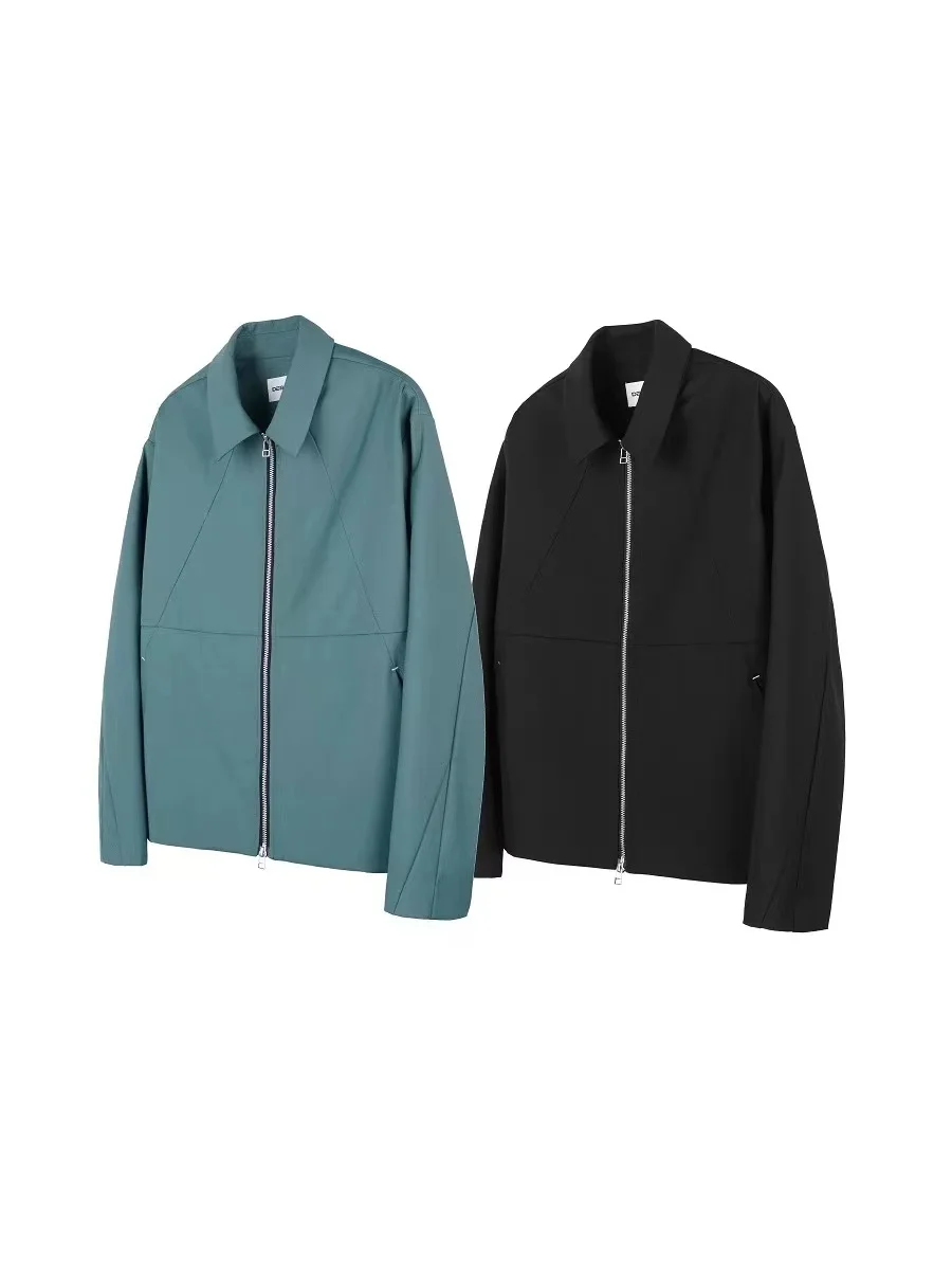 

Deserto 23SS Повседневная ткань Деконструированный лоскутный воротник CleanFit на молнии или Jaet Мужской свободный крой Modern Sle Long Sve