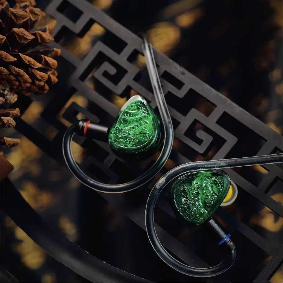 TANGZU WANER 2 Jade Dragon Edition 10mm PET Single Dynamic In-Ear Earphones with Silicone Storage Bag and Sancai Wide Bore