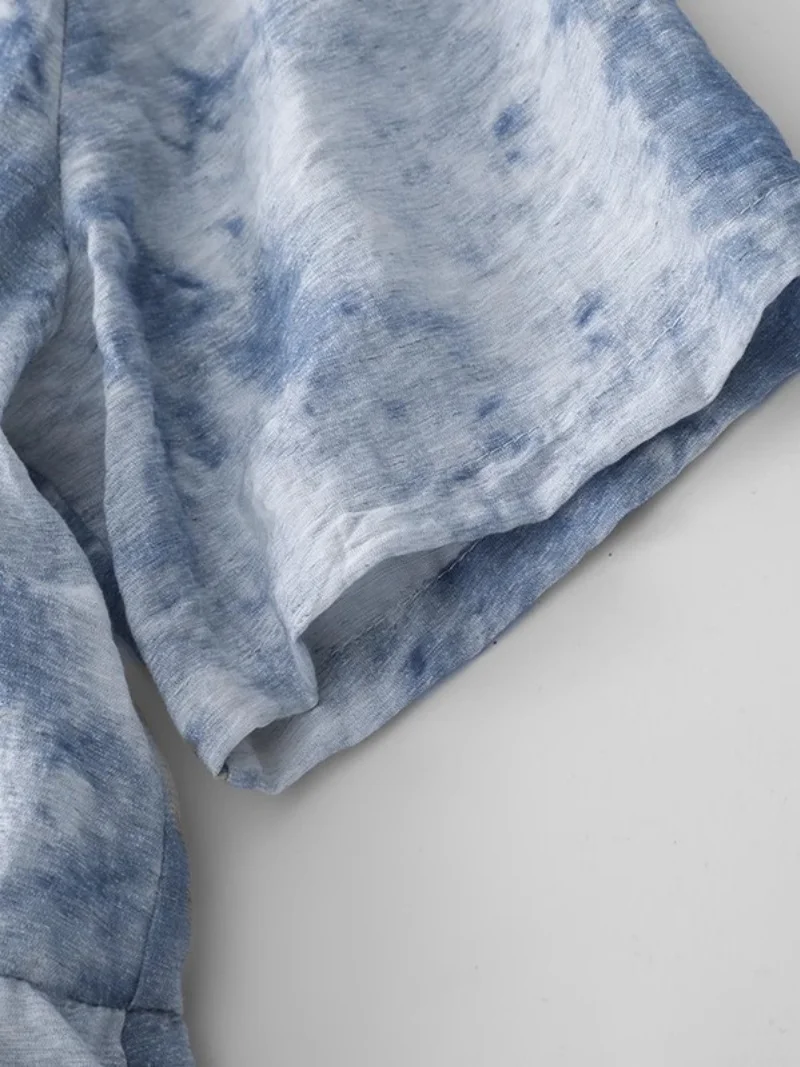 Nowa Sukienka Cheongsam w Chińskim Stylu z Nadrukiem, Ulepszona, Damska, Letnia, Ekskluzywna Sukienka z Lnu z Klamrą, Długa, W046, Kolekcja 2025