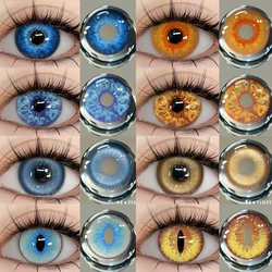 AMARA 2Pcs Blue Halloween Colorful Contacts Lenses Anime Cosplay Eyes Lens Yellow Multicolored Lenses Yearly Beautiful Pupils