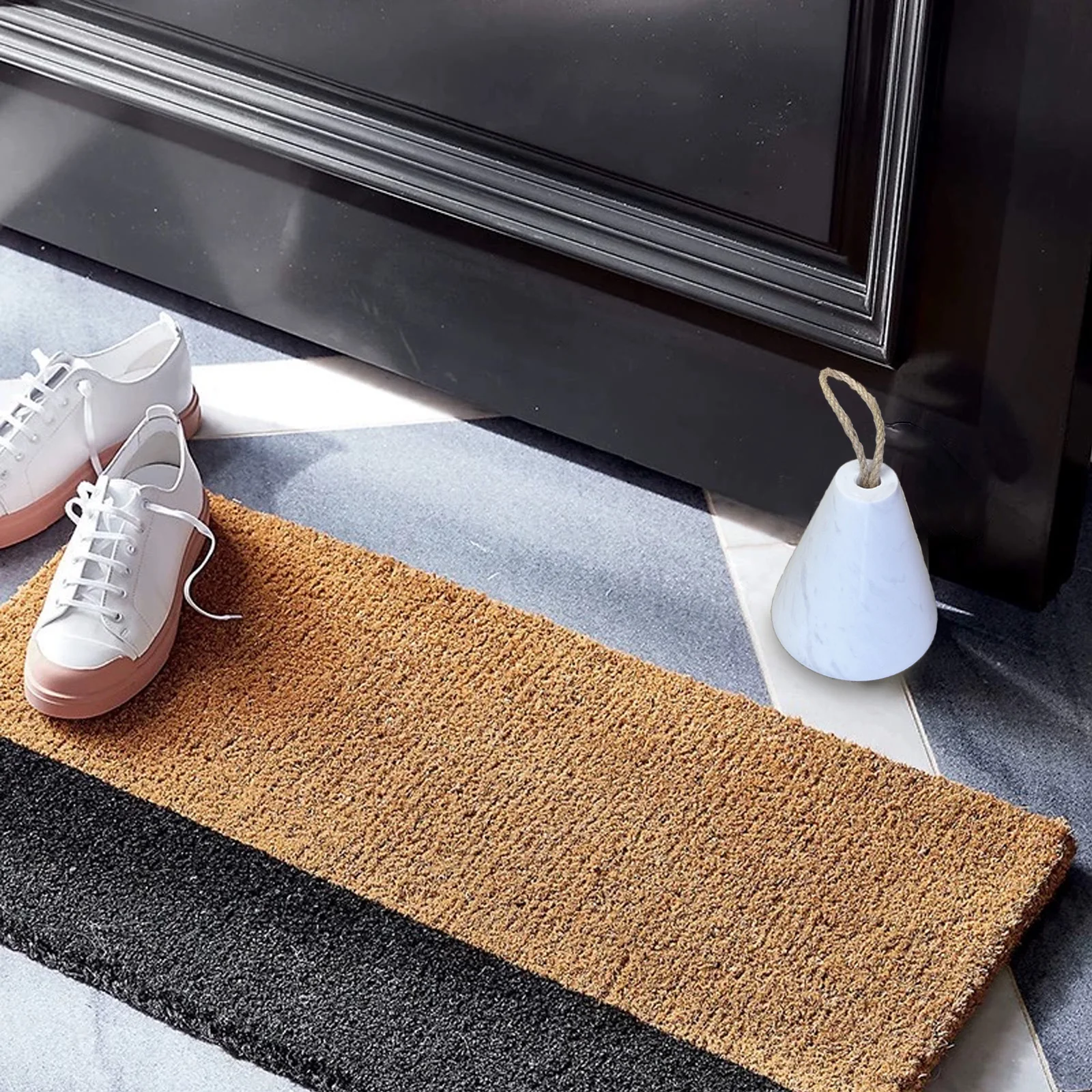 إسفين باب من الرخام الطبيعي البسيط - كتلة حجرية بيضاء معاصرة للأبواب المنزلقة والتأرجح |   ديكور المدخل الحديث