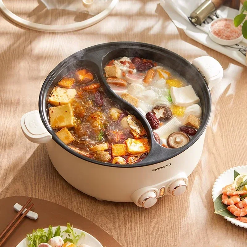 8L 2000W Electric Hotpot Multi-functional Cooking Pot Non-stick Household Mandarin Duck Electric Hot Pot Multi Cooker 220v