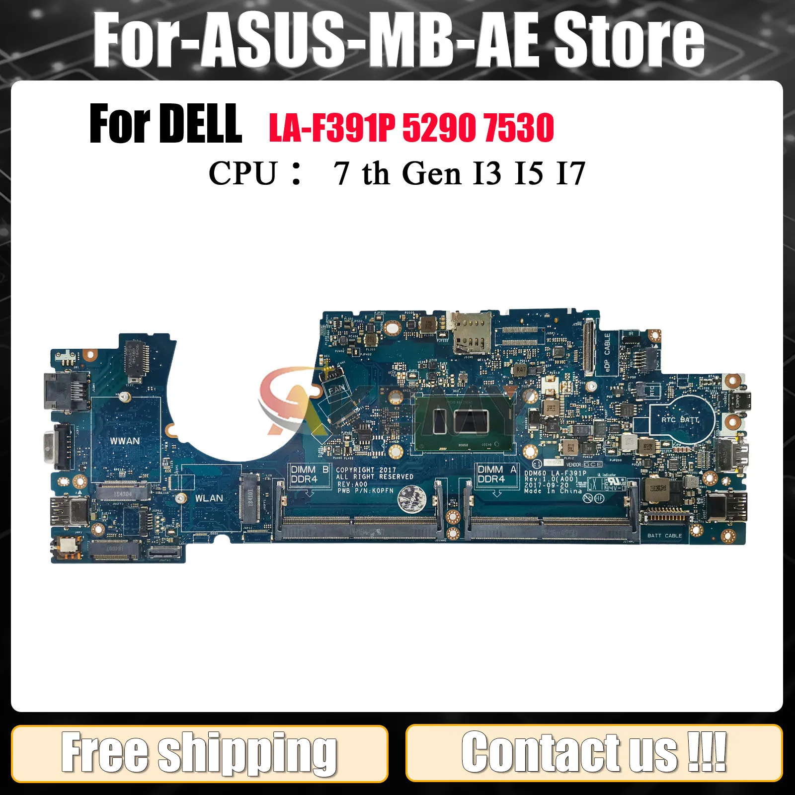 

i3 i5 i7 7/8-го поколения для Dell Latitude 7530 5290 LA-F391P материнская плата для ноутбука CN-02723N 0WHPNW 0GRNH7 01KWXC 0TKGT3 протестирована нормально