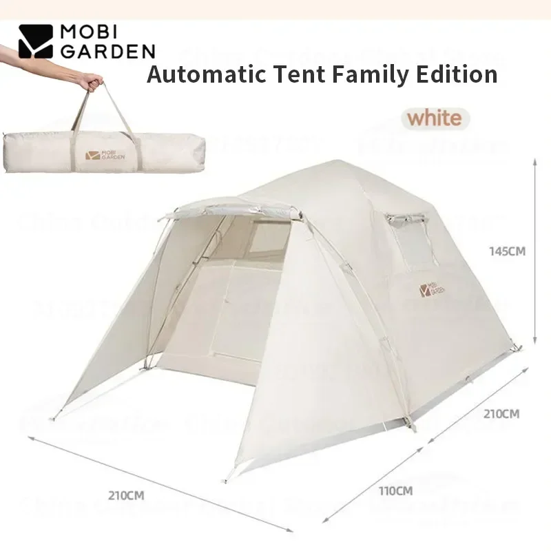 

MOBI GARDEN Camping Zero-Motion Family Tent 3-4 Persons Outdoor Picnic Automatic Speed-Opening Tent Fiberglass Pole Hiking Tent