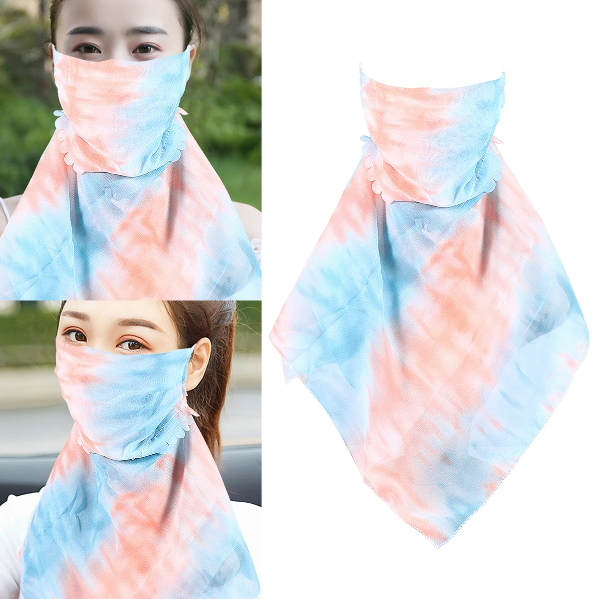 

Summer Sun Protection Veil Lightweight Silk Mask Women Scarf Neck Protector Face Cover Breathing Comfort Outdoor Four Seasons