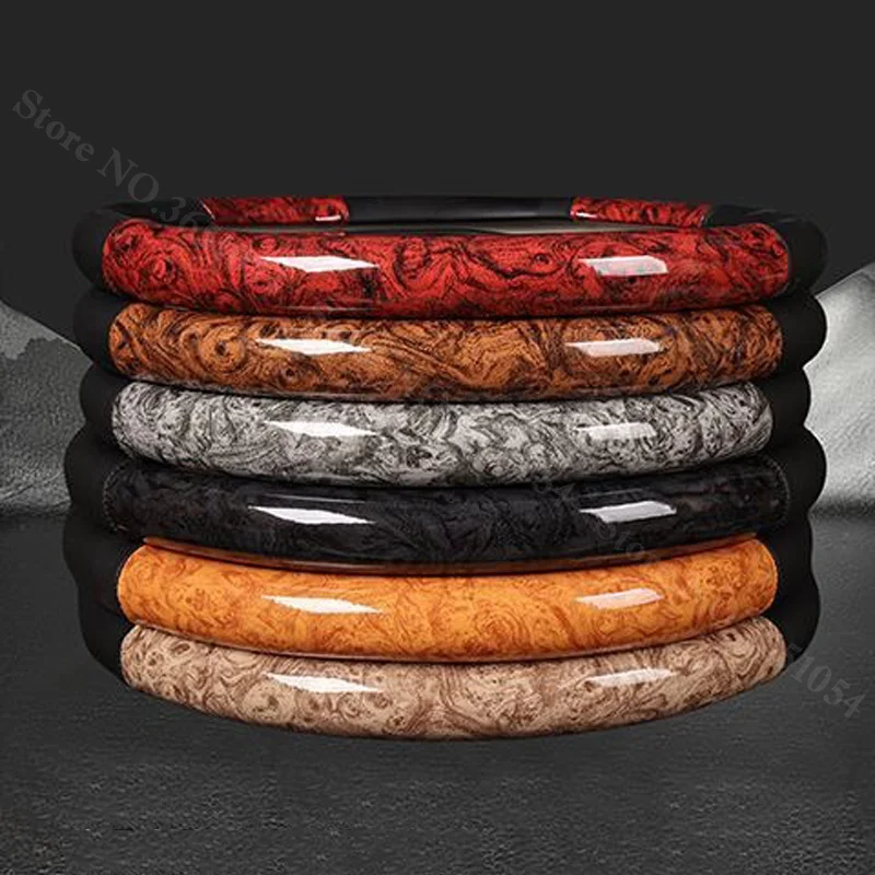 Big Truck Lorry Wood Grain Leather Steering Wheel Cover 38-50CM for Dongfeng SANY SCANIA IVECO ISUZU Volvo MAN Renault DAF Hino