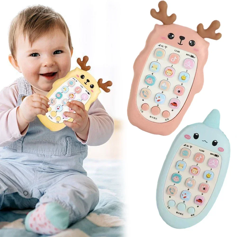 Tweetalige Telefoon Bijtring Muziek Stem Speelgoed Baby Telefoon Speelgoed Vroege Educatieve Leermachine Elektronische Kinderen Cadeau Baby Speelgoed