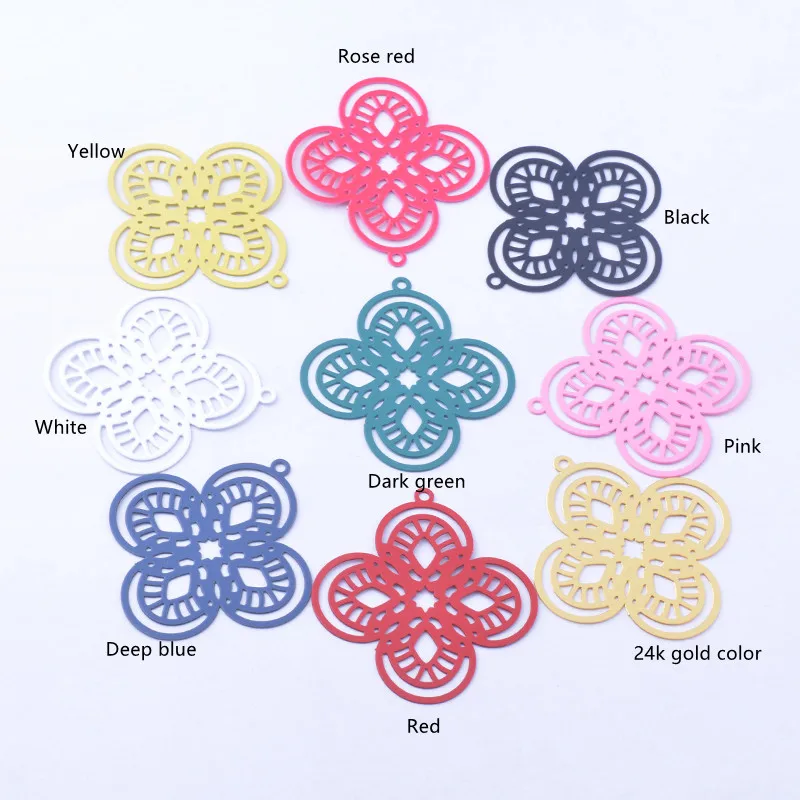 30 Stück/Set AB6757 37*35 Messing Filigran Goldfarben Blumen-Anhänger Schmuckmaterialien Geeignet für DIY-Ohrringe – Detail 3
