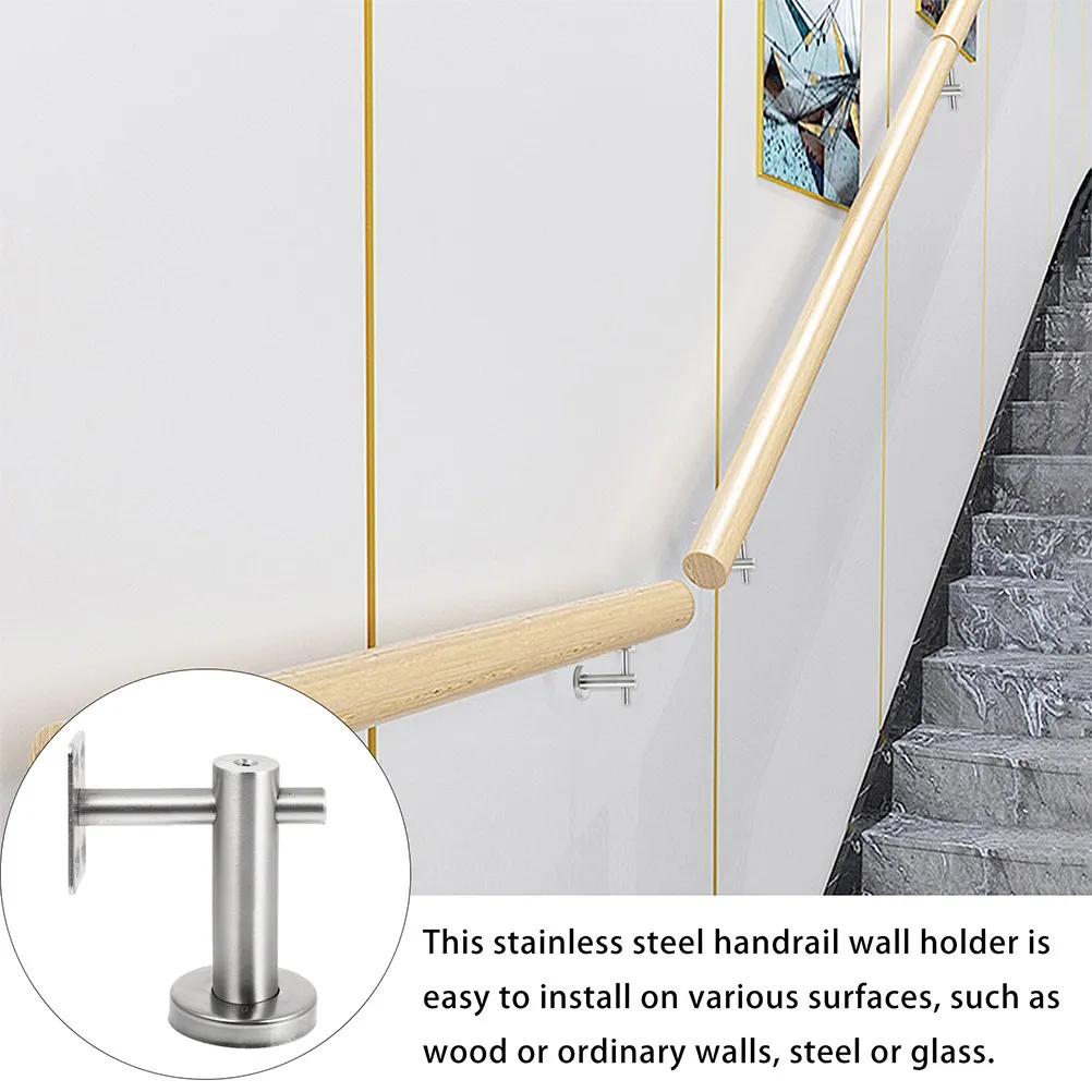 2Pcs Stainless Steel Handrail Brackets Adjustable Stair Railing Support Strong Handrail Holder for Indoor Outdoor Stairs