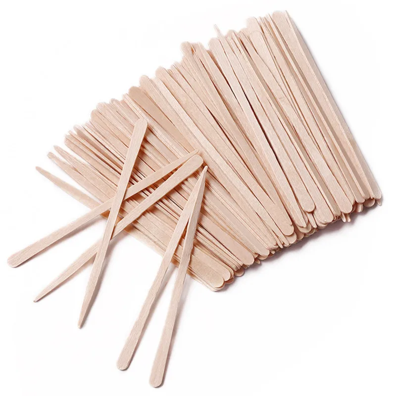 Bâton d\'épilation en bois pour enlever les poils, spatule de poulet, outil de beauté du corps, applicateur de visage et de sourcils, 100 pièces