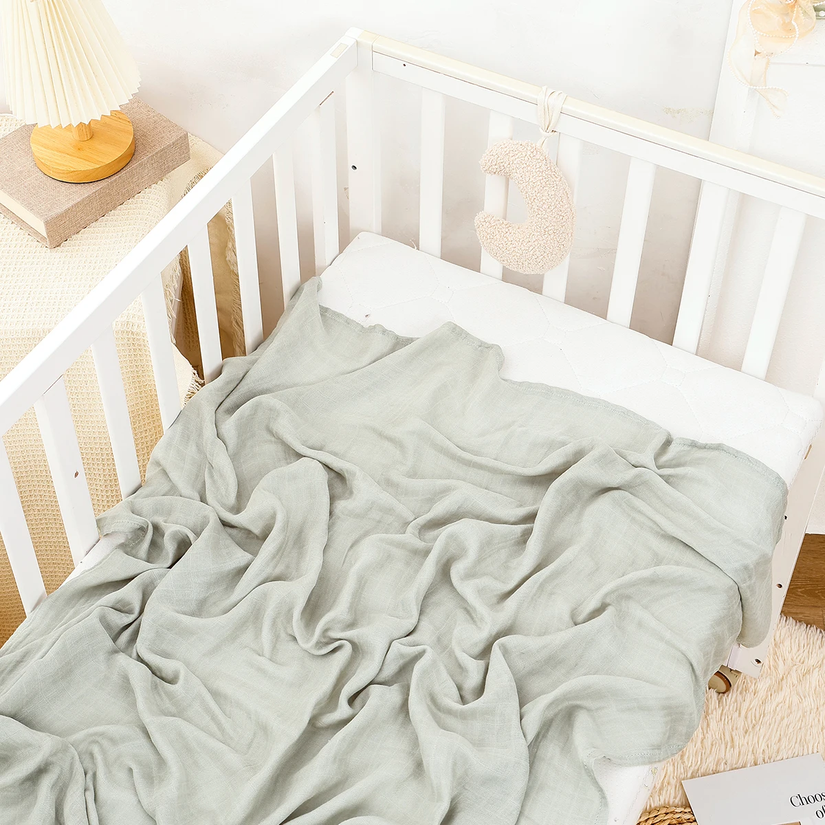 Happyflute 120x110 سنتيمتر الشاش الخيزران الطفل التفاف لينة عادي اللون متعددة الوظائف قماط النوم بطانية لاستخدام السفر الوليد