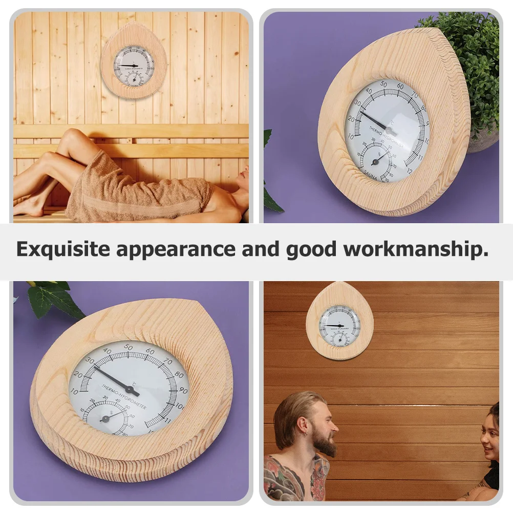 

Sauna Hygrothermograph Premium Wood Copper Durable Design Sauna Room Thermometer Humidity Meter Indoor Temperature Gauge