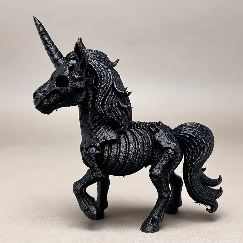 1Pc 3D‑Printed Skull Unicorn Elf Figurine, Fantasy Sculpture, Indoor & Outdoor Holiday Decor for Halloween, Christmas, Bookshelf