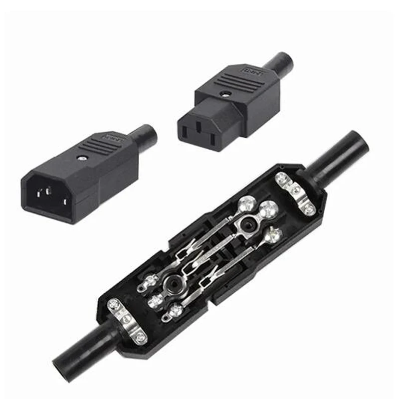 IEC Straight Cable Plug Connector C13 C14 10A 250V Black female&male Plug Rewirable Power Connector 3 pin AC Socket