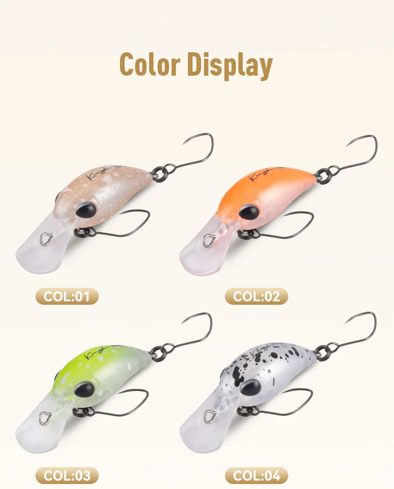 Kingdom Small Crank Minnow 1,5 g 25 mm 3,2 g 32 mm schwimmender Mini-Kunstköder mit Einzelhaken, harter Wobbler zum Angeln auf Barschforellen – Detail 16