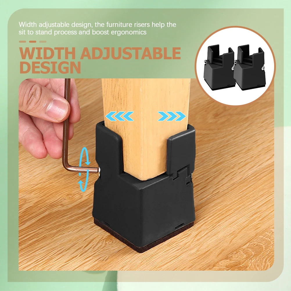 

2pcs Adjustable Furniture Riser Blocks 22-42Mm Heavy Duty Bed Lifters Table Leg Risers High Load Capacity 250Kg Rust-Proof Easy