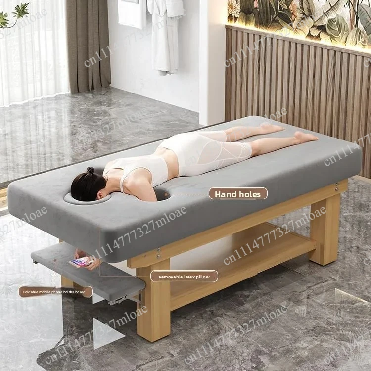 Solid Wood Massage Bed Beauty Salon Treatment Table Chinese Medicine Physiotherapy Thai Moxibustion Beauty Bed Lash Massage Bed