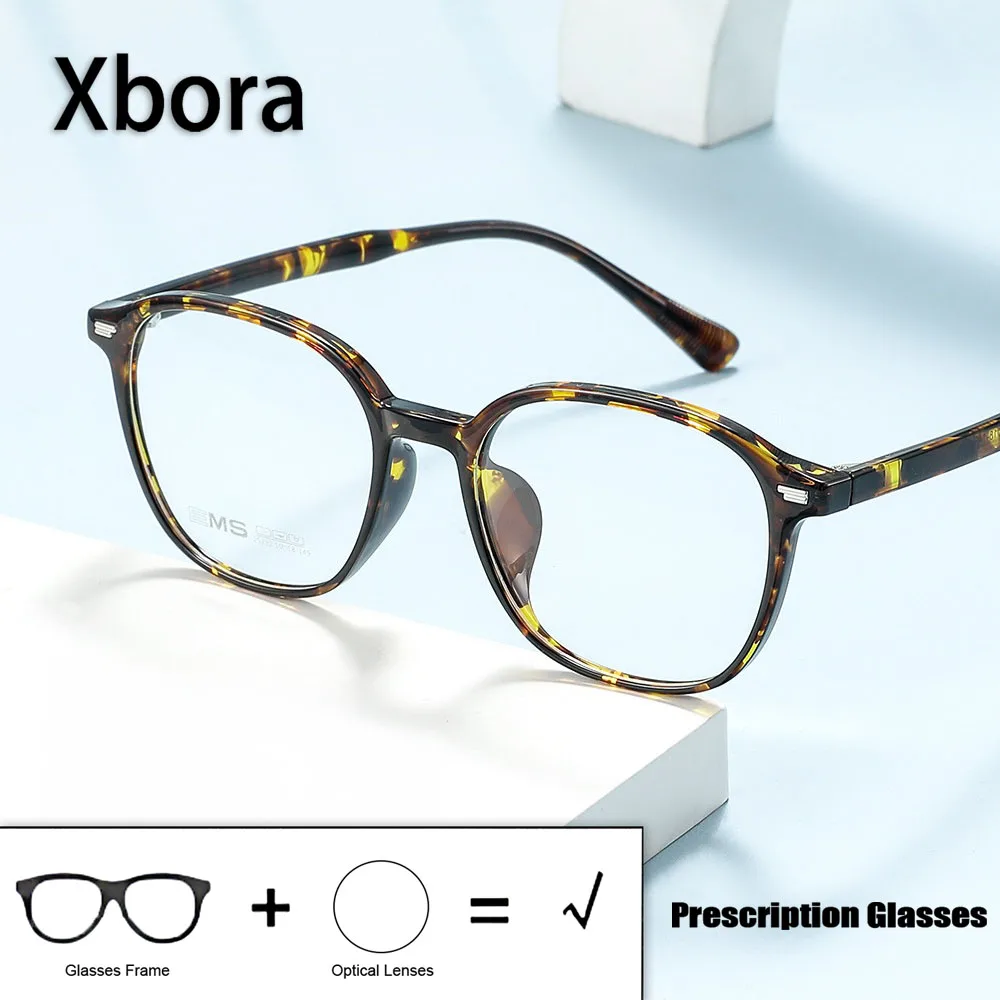 

XBORA TR90 Retro Ultra Light Unisex Eyeglasses Fashion Trendy Casual Daily Myopia Hyperopia Optical Prescription Glasses 25232TR