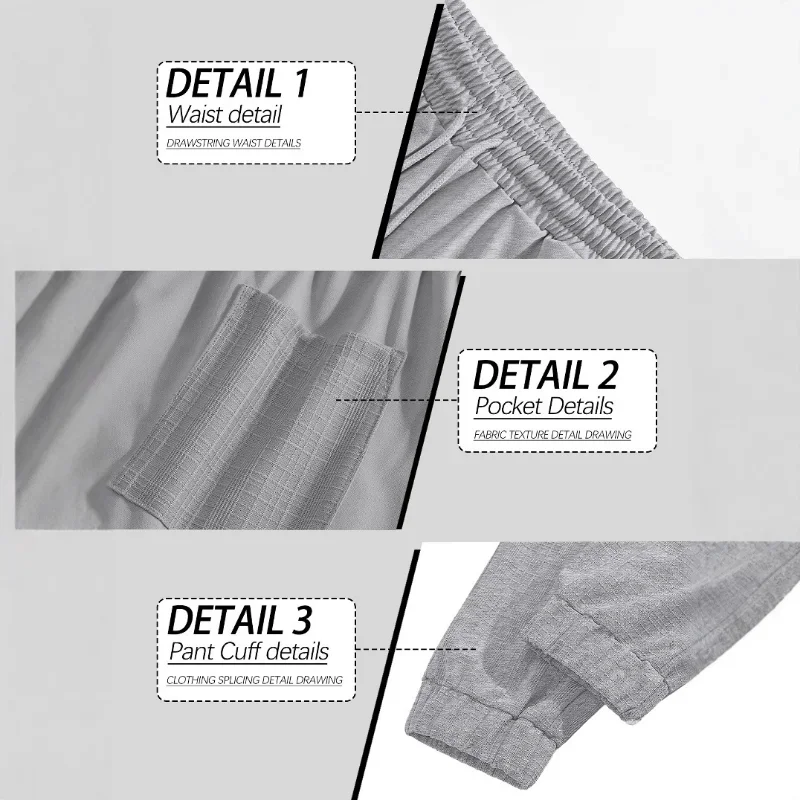 Casual Trousers in Summer Simple Loose Thin Imitation Lace-up Spliced Men's Sweatpants