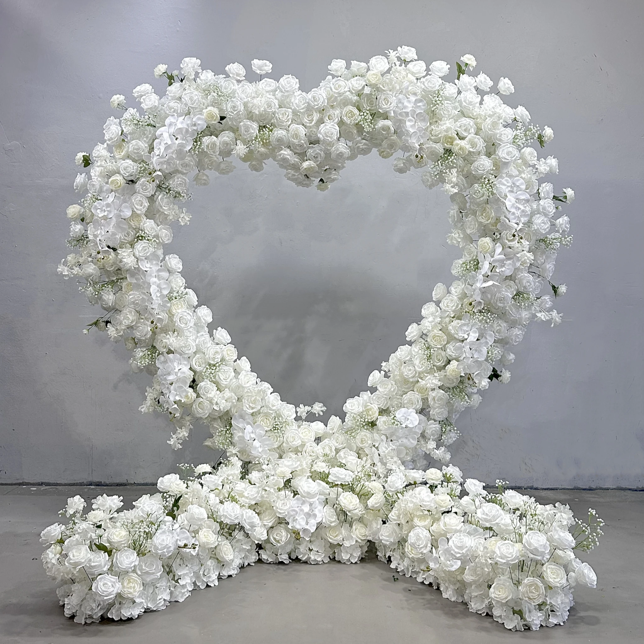 

Customized Factory White Artificial Flower Arch Heart-Shaped Wedding Arch For Wedding Decoration