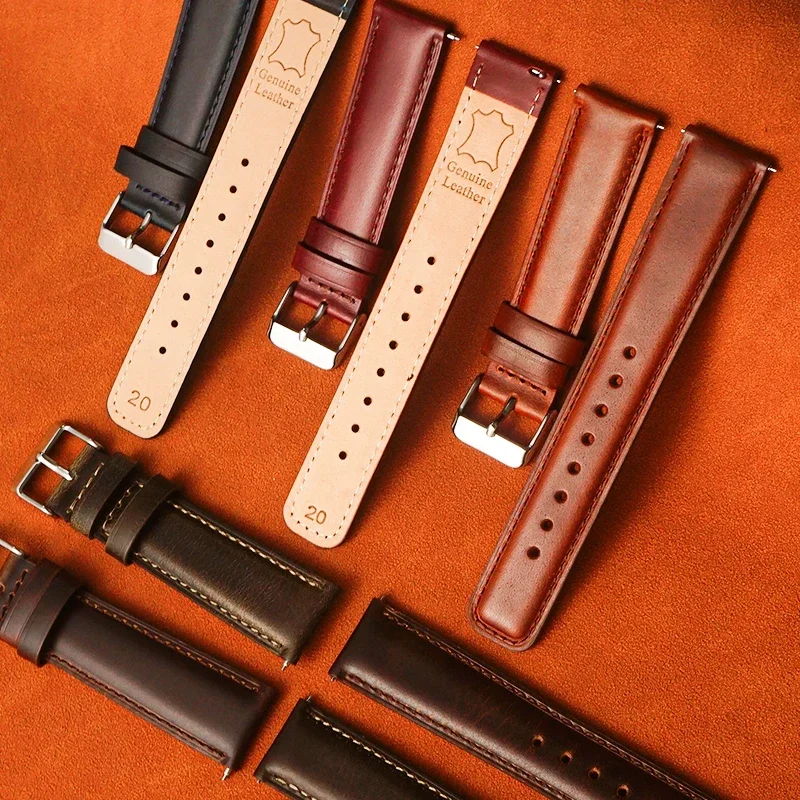 

Cowhide watch band genuine leather 20mm 22mm thin smooth watch strap belt Suitable Suitable High Quality Business Watch Band