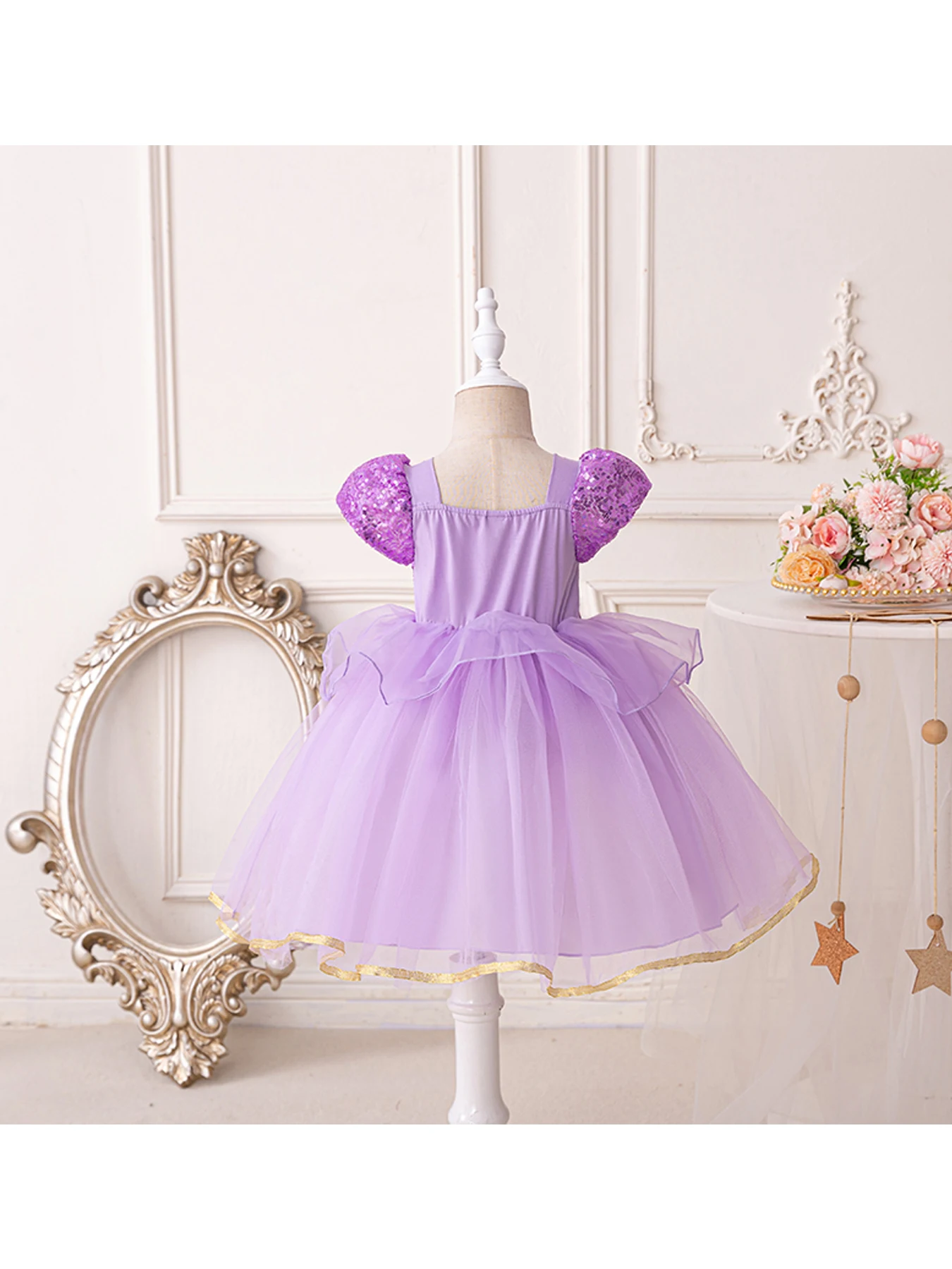 Girls Princess Dress Up, Fairytale Princess Rapunzel Long Hair Cosplay Skirts, Pretty Skirt with Brilliant Sparkle Hemline, Attr