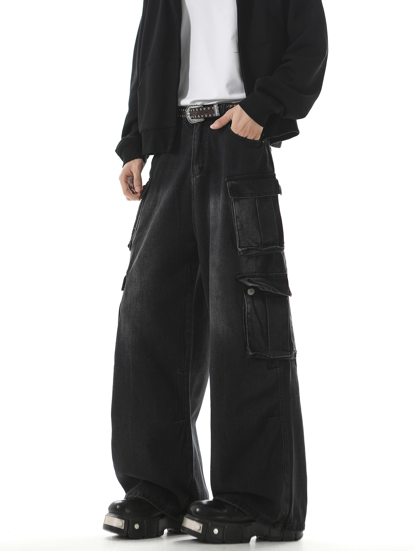 

Джинсы Wukong: Мужские винтажные свободные прямые джинсы в американском стиле, рабочие брюки из денима, различные модели