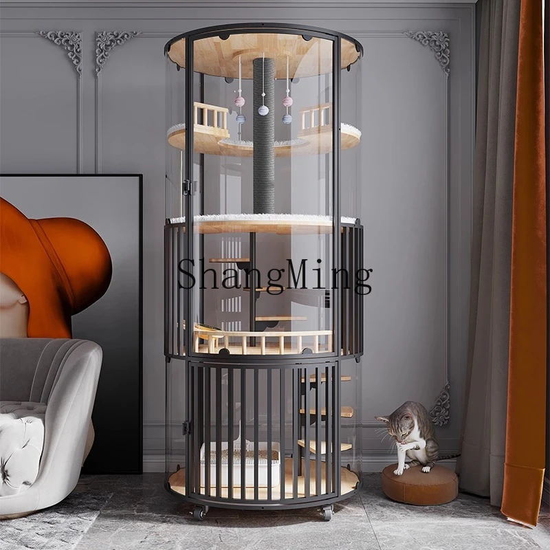 

FG glass panoramic cat villa cat cage cat room luxury large household indoor with toilet integrated