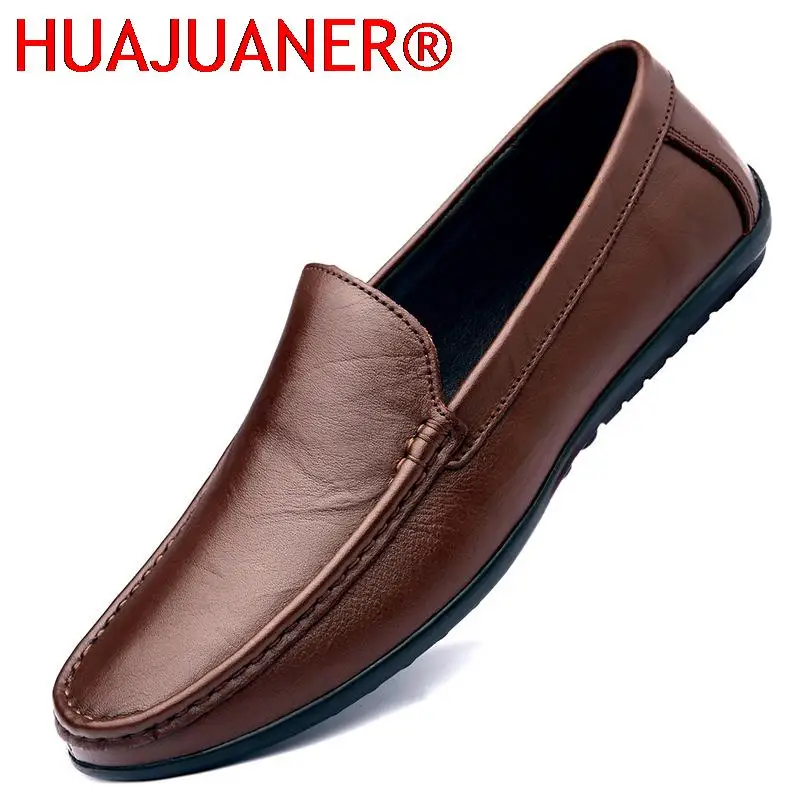 

2023 Men Boat Shoes Business Breathable Mens Loafers Shoes Moccasins Flat Shoes Casual Genuine Leather Footwear Slip on Antiskid