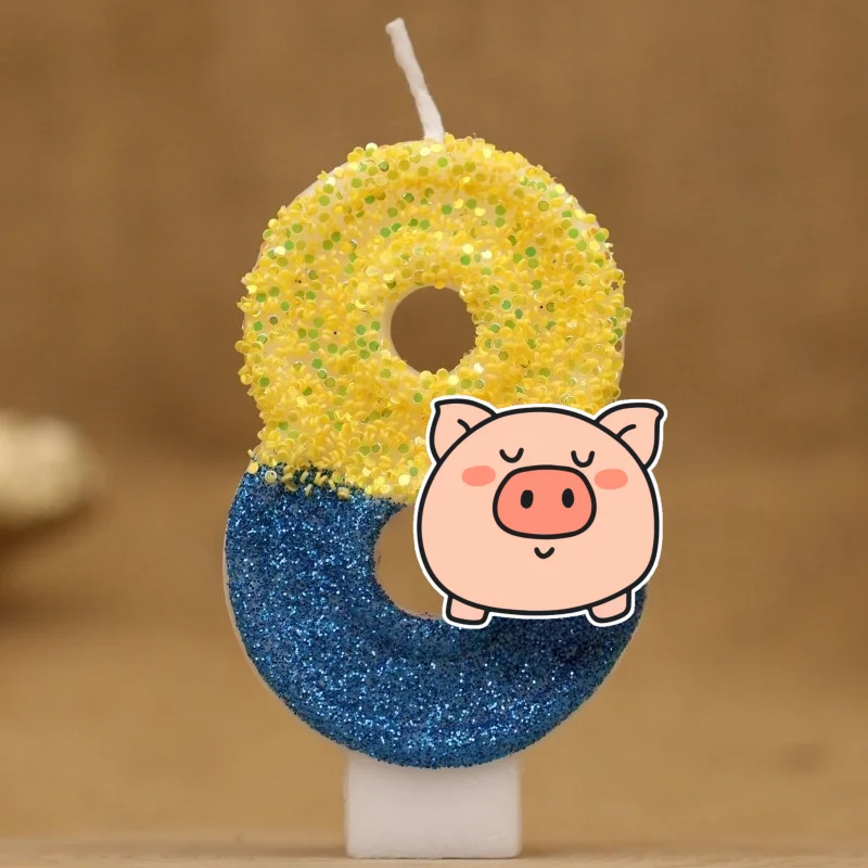 Cute Animals Digital Candle Number 0-9 Kids Happy Birthday Cake Decoration Supplies Cartoon Party Accessories Supplies