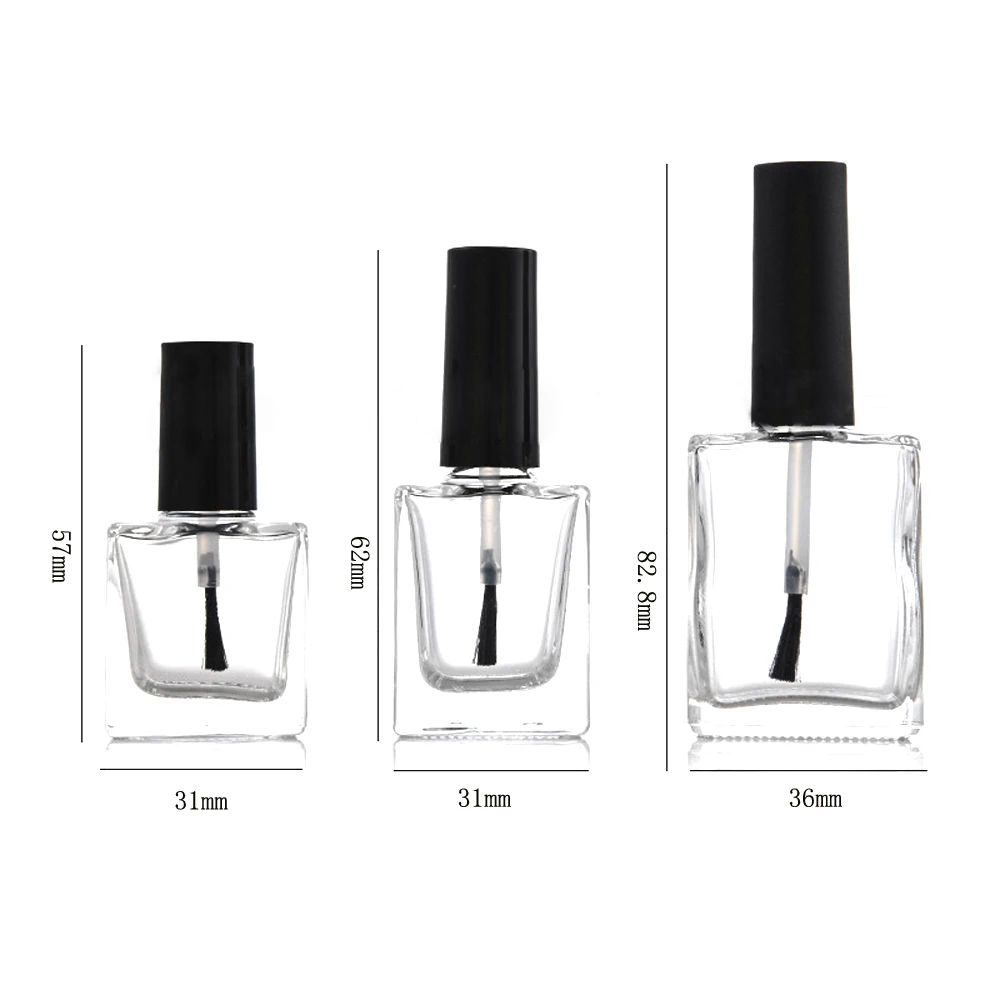 5pcs 5ml/10ml/15ml Mini bottiglie vuote di smalto per unghie con tappo a pennello contenitori di vetro riutilizzabili per campioni di cosmetici per Nail Art mostrano