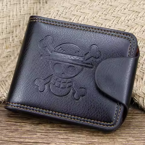 Anime One Piece Wallet Luffy Straw Hat Pirate Men's Short Wallet Multi Functional Multi Card Slot Wallet Deck Gift