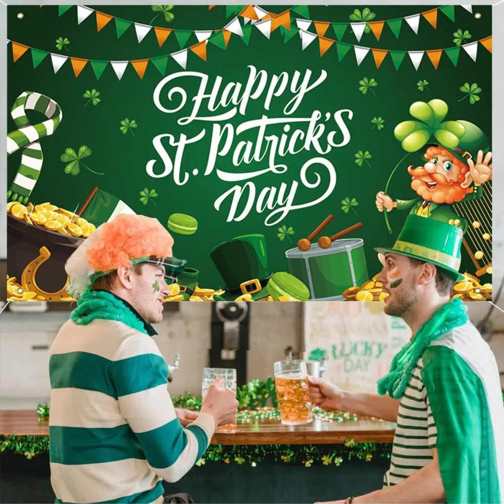 Green St. Patrick's Day Photography Backdrop Celebrate Polyester Happy St. Patrick’s Day Background Festive